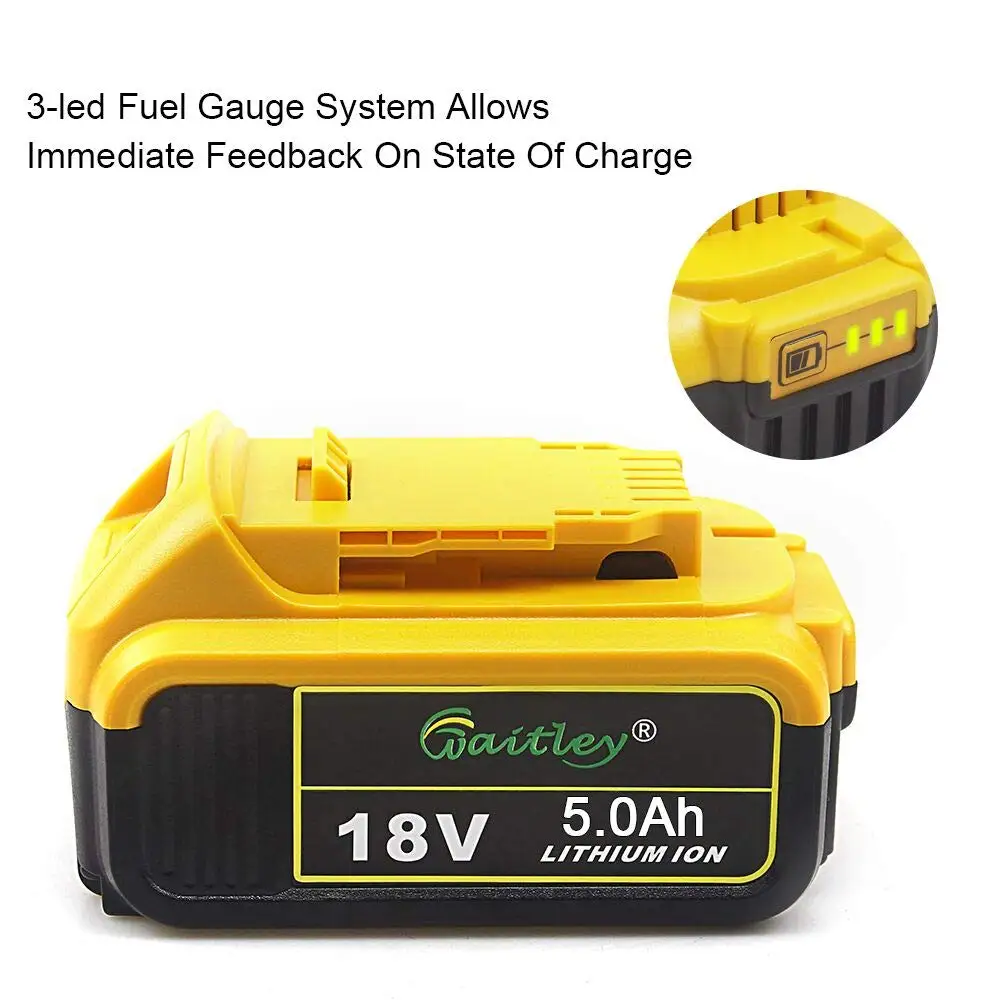 Waitley 18 V 5.0Ah MAX XR батарея Электроинструмент Замена для DeWalt DCB184 DCB181 DCB182 DCB200 20V 5A вольт