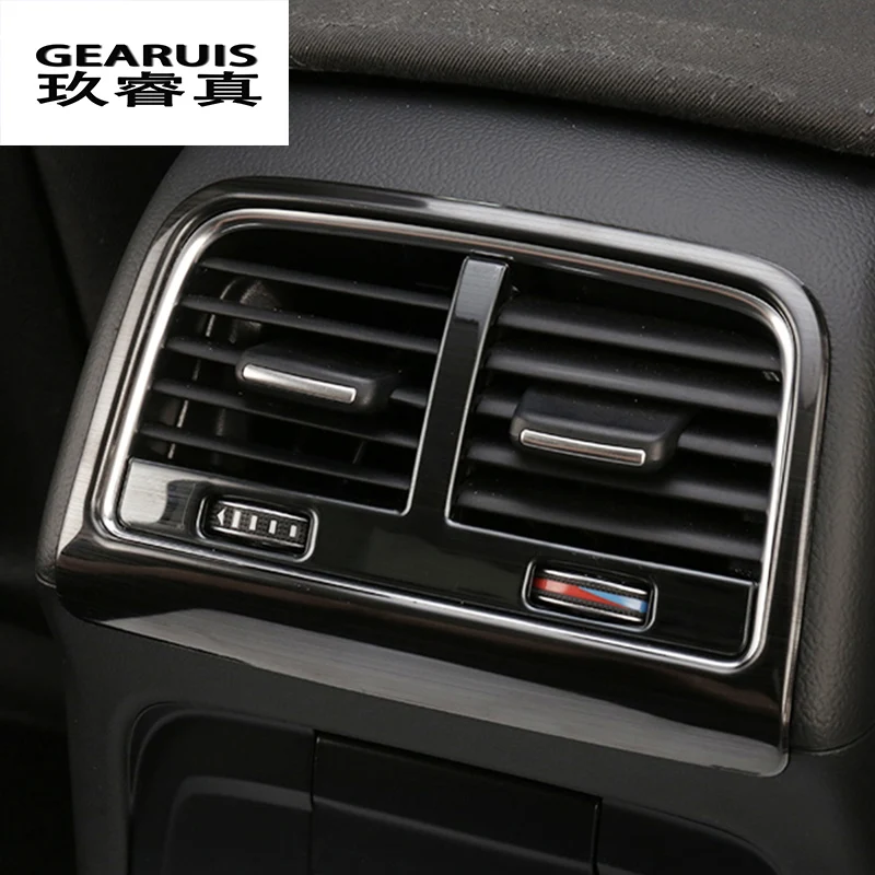 

Car Styling Rear Air Panel Air Vent Outlet decoration frame covers Stickers trim for Audi A4 B8 A5 Q5 Interior Auto Accessories