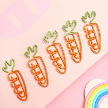 

1000 PCS New Arrive Creative Carrot Shaped Paper Clip Metal Bookmark Students Stationery School Office Supplies