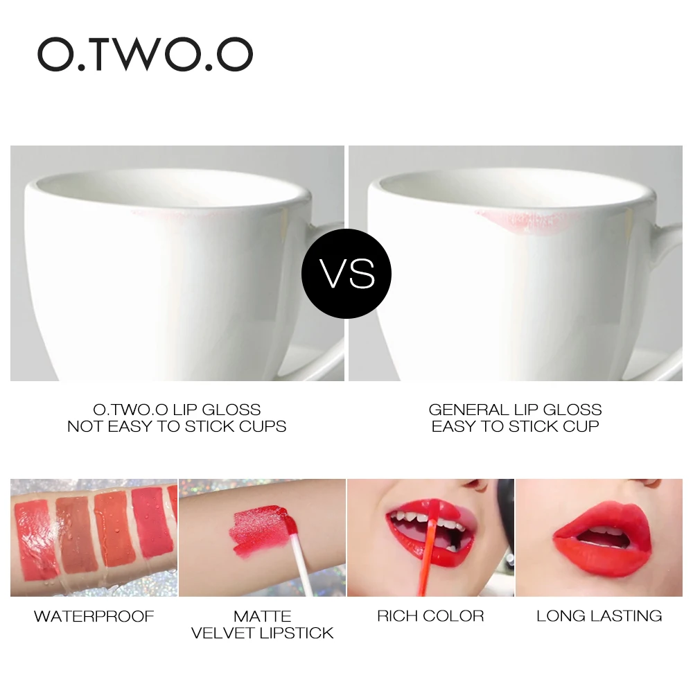 O.TWO.O 12 цветов, лучшие продажи, хит, косметика, макияж, блеск для губ, длительное действие, водостойкая, легко носить, матовая губная помада