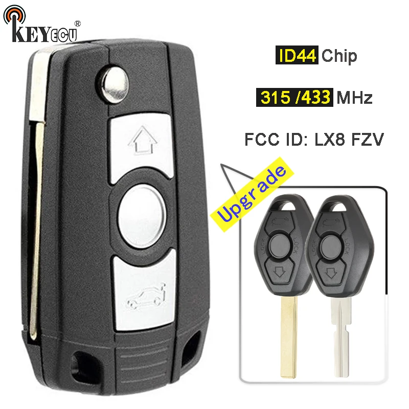 KEYECU 315/433 МГц ID44 чип EWS LX8 FZV обновленный складной дистанционный ключ брелок для BMW 3 5