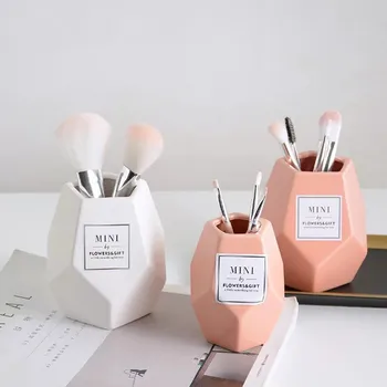 

Cosmetic Brush Jar Ceramic Table Organizer Brush Holder Storage Cans Pen Holder Rack Home Decorative Make Up Tools Box