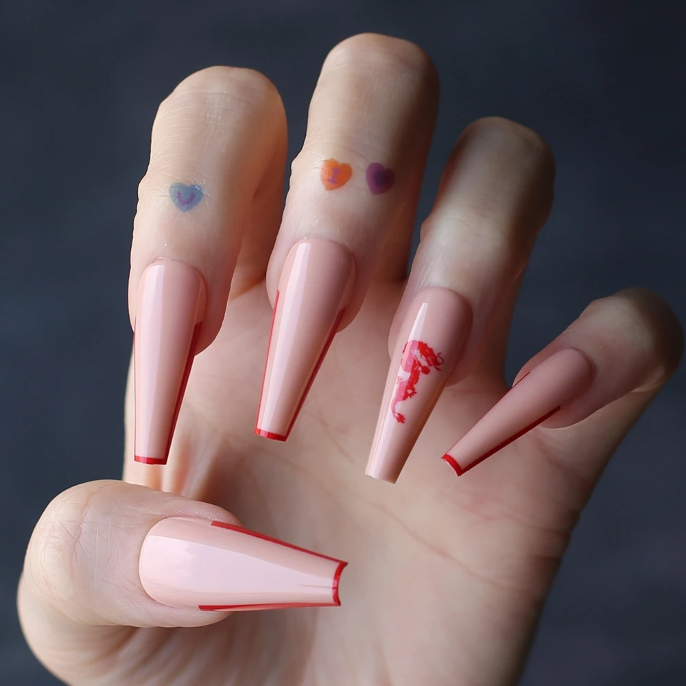 extra long coffin pink mani set xl French tip press on nails short square long coffin short coffin extra long stiletto long stiletto