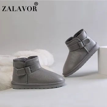 

ZALAVOR Plus Size 28-44 Casual Women Snow Boots Fashion Solid Color Shoes Woman Outdoor Buckle Winter Warm Female Footwear
