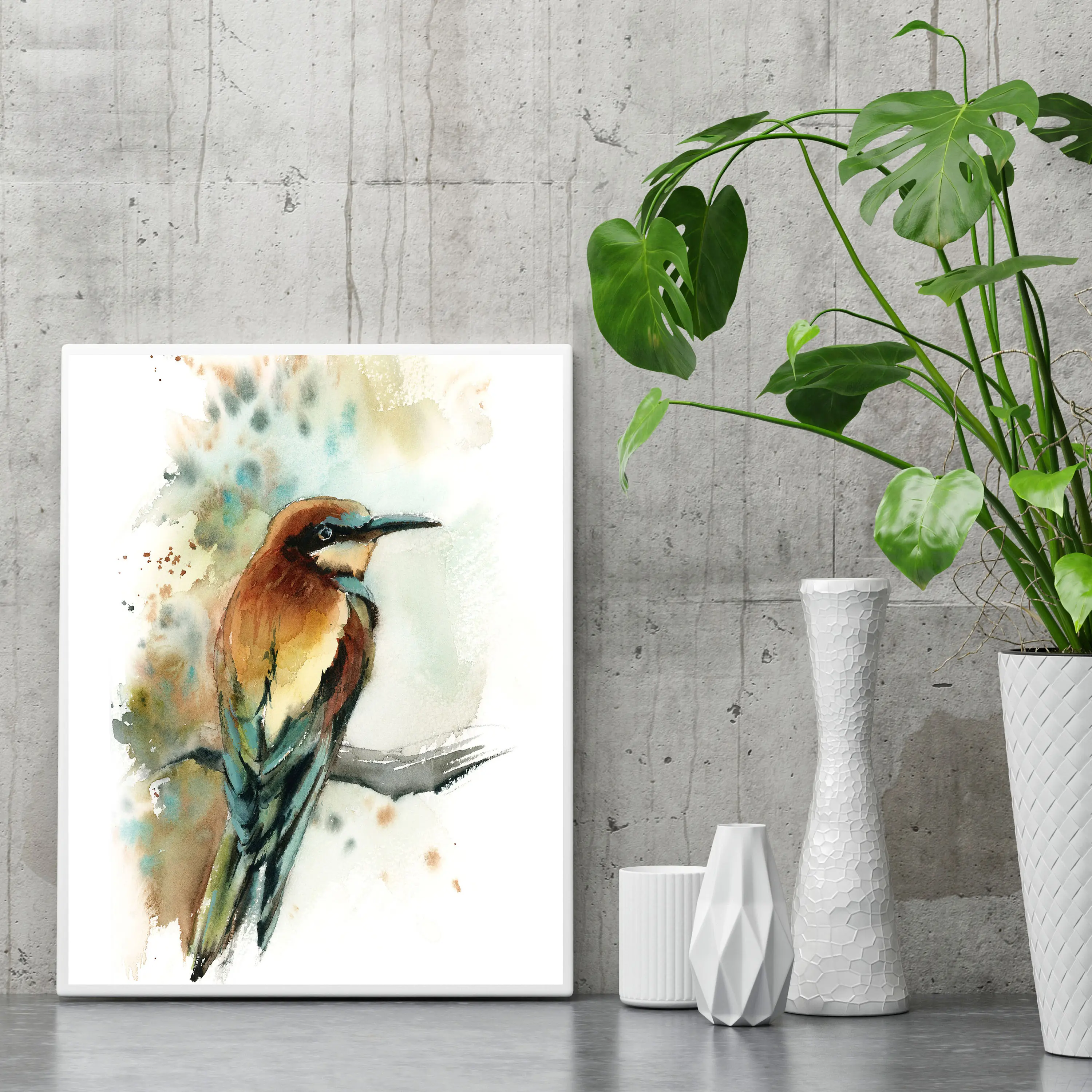 Bird Art Print Bee Eater Colorful print Painting Wall of Giclée Archival Fine | Дом и сад