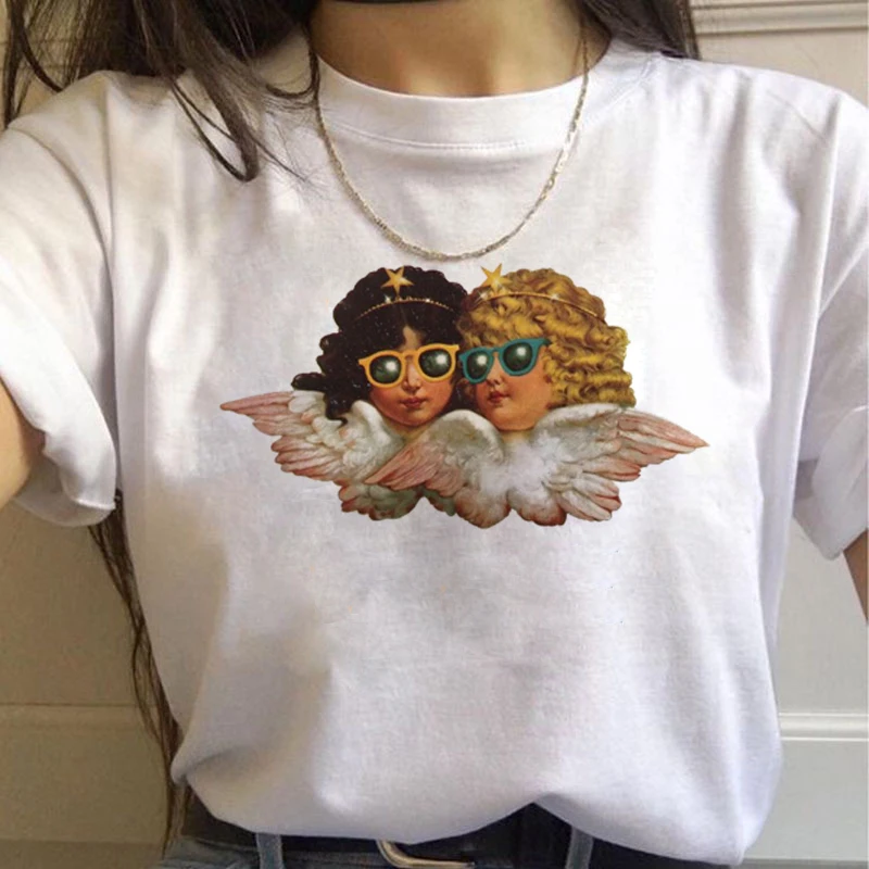 

Vintage Camiseta Mujer Angels Aesthetics Harajuku TShirts Women T-Shirts Grunge Tshirt Korean Style Hip Hop Top Tee Shirt Femme