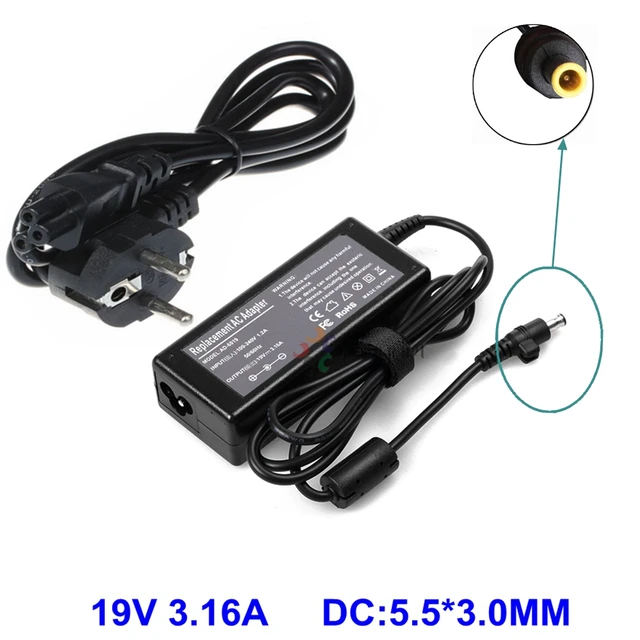 19V 3.16A Laptop Adapter Charger For Samsung RV520 R428 R58 R23.
