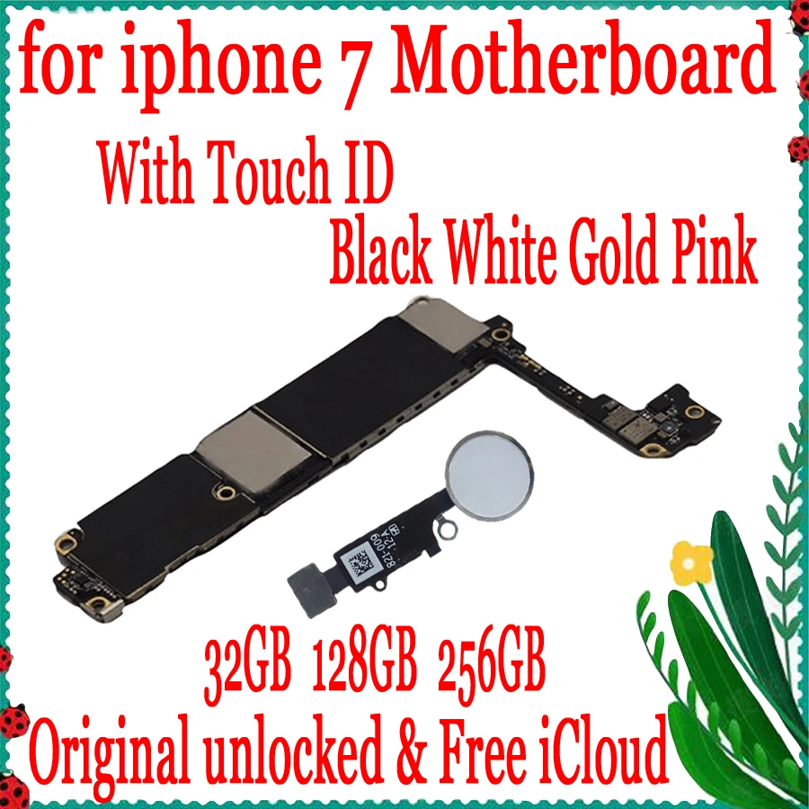 

High Quality, Factory unlock Original unlocked for iphone 7 Motherboard with Touch ID,Free iCloud for iphone 7 Mainboard