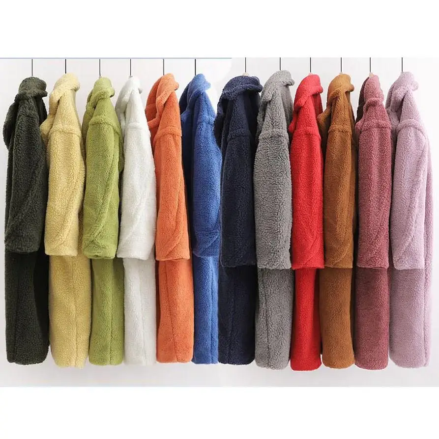 Зимнее плюшевое пальто женское из искусственного меха винтажное толстое теплое