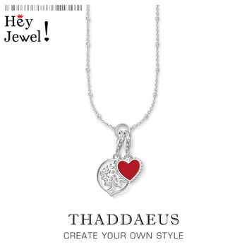

Charm Necklace Red Heart and Tree,2020 Summer New Fashion Jewelry Thomas 925 Sterling Silver Bijoux Romantic Gift For Women
