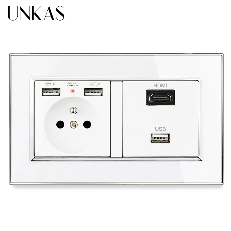 UNKAS HDMI 2 0 USB 3 разъем Jack + французская розетка двойной зарядка через Порты и разъёмы