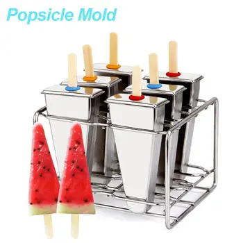 

6 Cups Commercial DIY Ice Pop Mold Popsicle Moulds 304 Stainless Steel Ice Cream Molds Popsicles Per Batch Brand New