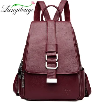 

LANYIBAIGE Ladies Sheepskin Leather Backpack Fashion Women Travel Backpacks Luxury Sac A Dos School Backpacks for Girls Mochilas