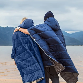 

Camping Water-resistant Sleeping Bag Cloak Winter Camping Honcho Poncho Lazy Quilt Lounge Blanket Warm Jacket for Men Women