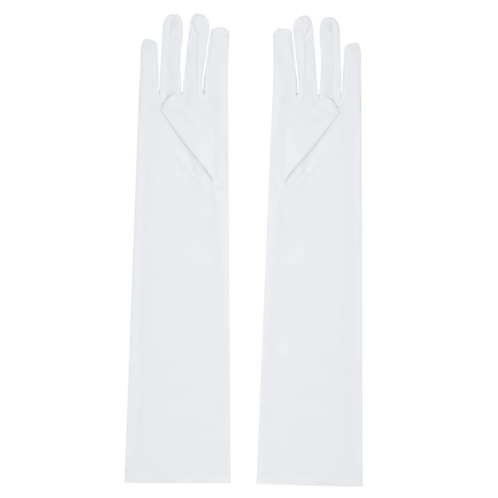 Вечерние одноцветные женские сексуальные вечерние зимние перчатки 2" длинные черные белые атласные перчатки ручной работы#5