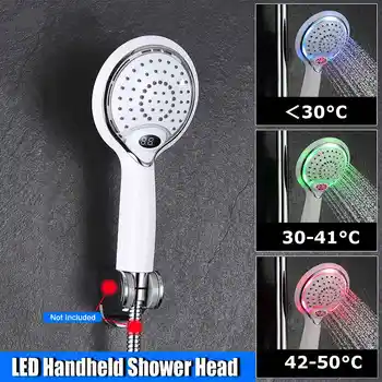 

LED Shower Spray Head Headheld Shower Spray Head Digital Temperature Sensor 3 Colors Change Water Powered New Rainfull Shower