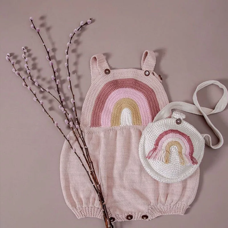 

2019 new Baby Girls Summer Fall Winter Knit Romper Romper Lovely Fashion Boys Baby Summer Onesie Pink Rainbow Jumpsuit Toddler