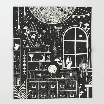 

Curiosities Blanket Cute Design Moon Altar Fleece Blankets and Throw Blanket for Beds Christmas Decorations for Home 100x125
