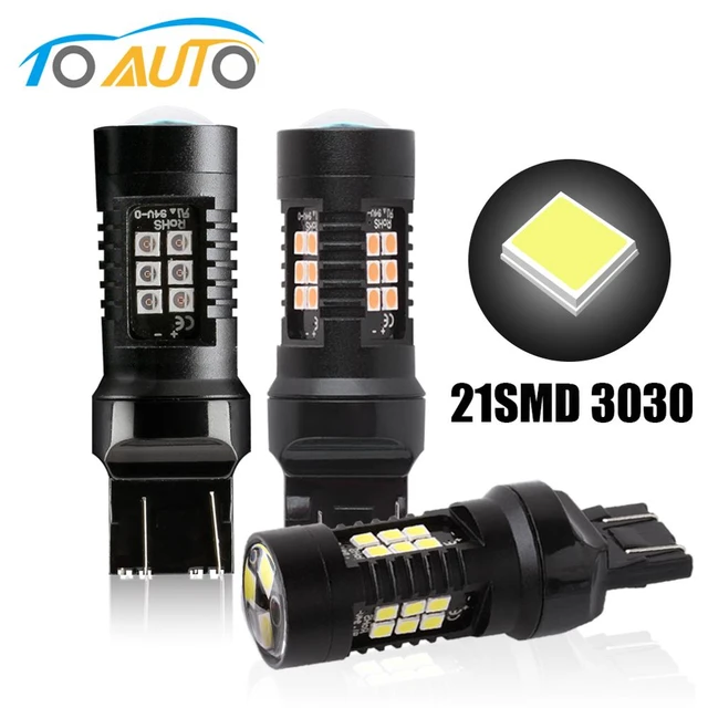 Automaze Signal Lamp T20 Led 7443 W21 5W 7440 WY21W W21W 12V 3030 SMD T25  21 Led P27W For Cars Brake Reverse Light, Turn Signal Lights (White)