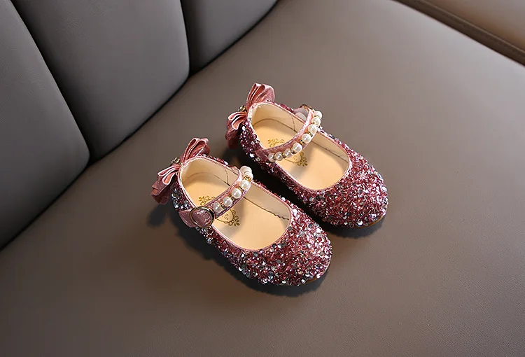 best children's shoes Spring Girls Shoes Glitter Wedding Performance Kids Flats Baby Princess Shoes Gold Silver Toddler Flats Anti-skid Dance Shoes child shoes girl