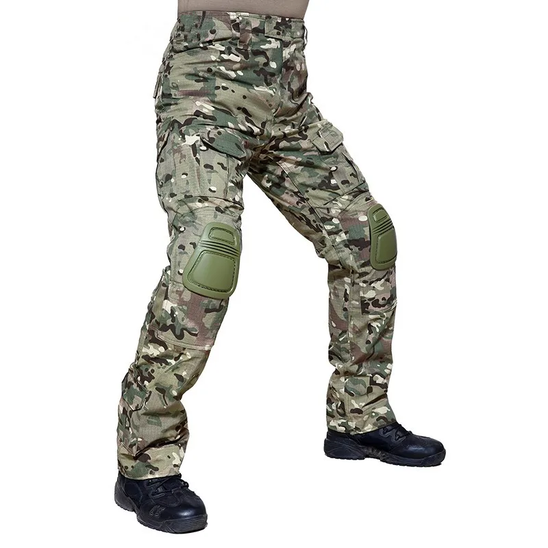 

With Knee Pads Men's Military Training Camouflage Cargo Pants Spring Autumn Male Outdoor Hiking Hunting CS Tactical Long Trouser