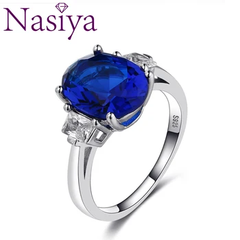 

2019 New Fashion Jewelry Ring Large oval 9 * 12MM kyanite Ring Female Engagement Wedding Party Jewelry Anniversary