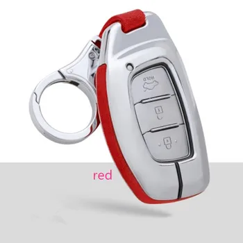 

Genuine Leather Galvanized Alloy Car Key Cover For Hyundai IX25 IX35 I30 I40 Santa Fe Creta Solaris 2016 2017