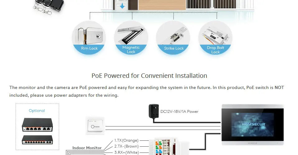 HOMSECUR " Wi-Fi видео домофон система с детектором движения запись Водонепроницаемый Открытый камера 1.0MP ночное видение