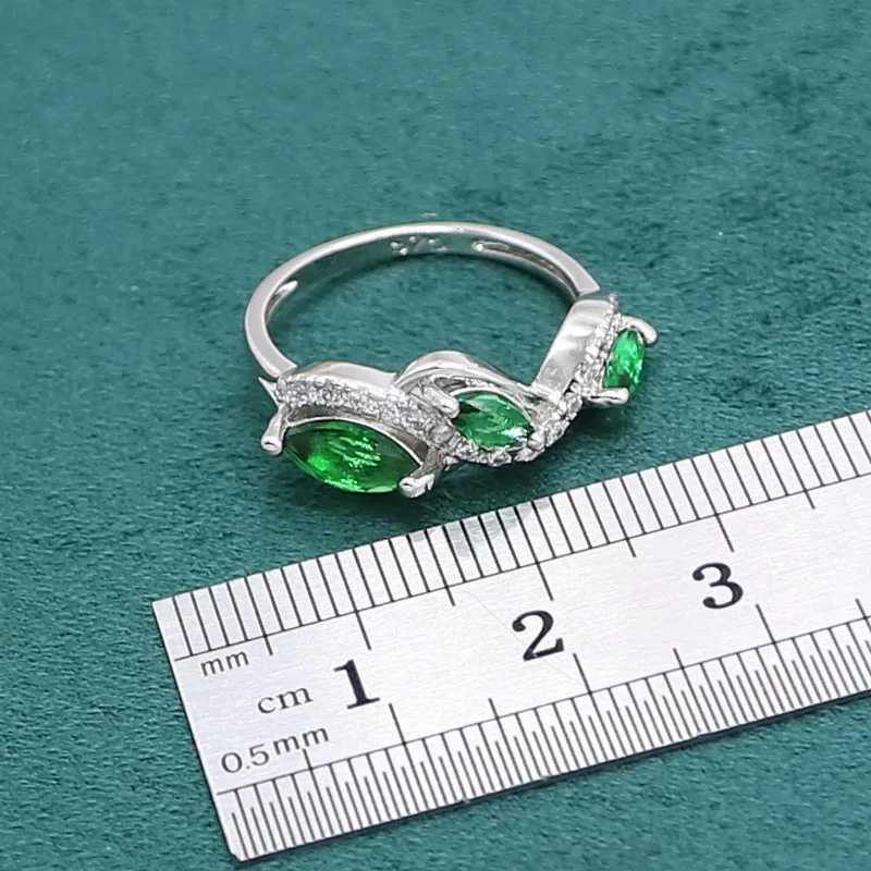 Anel pingente circular verde esmeralda 925, conjunto
