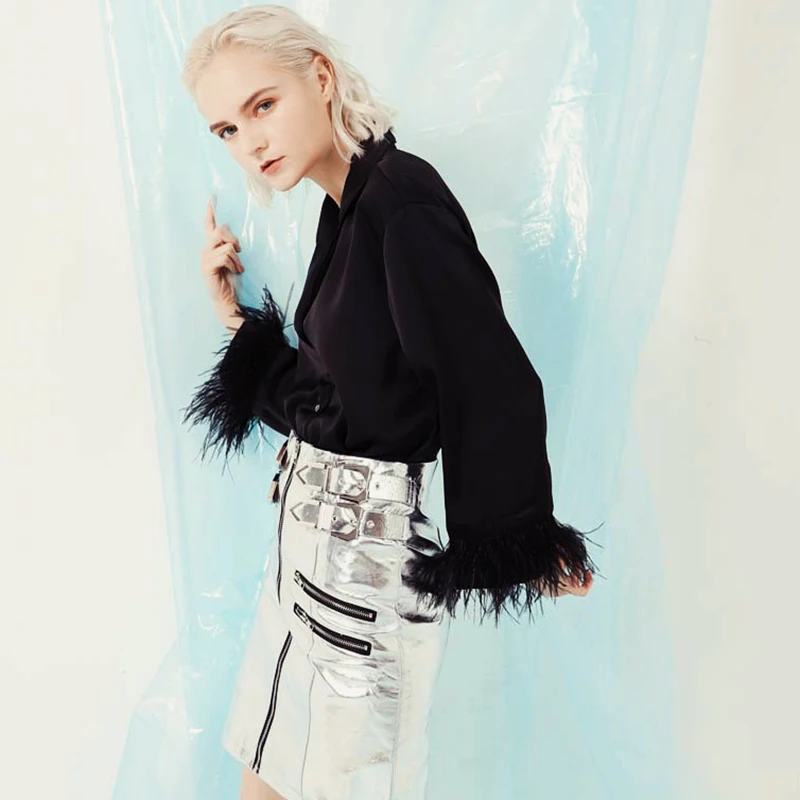 Ladyfirsy, черные хлопковые рубашки для женщин, новинка, модные, в стиле панк, уличный стиль, с кисточками, длинный рукав, женская сексуальная клубная рубашка