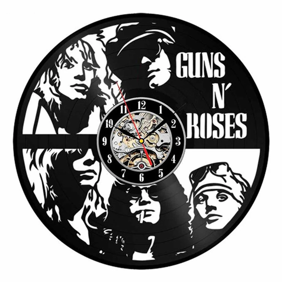 Guns N Rose Виниловая пластинка настенные часы современный дизайн Музыкальная Тема GnR Slash 3D наклейки винтажные часы в виде компакт-диска настенные часы домашний декор - Цвет: Type 7