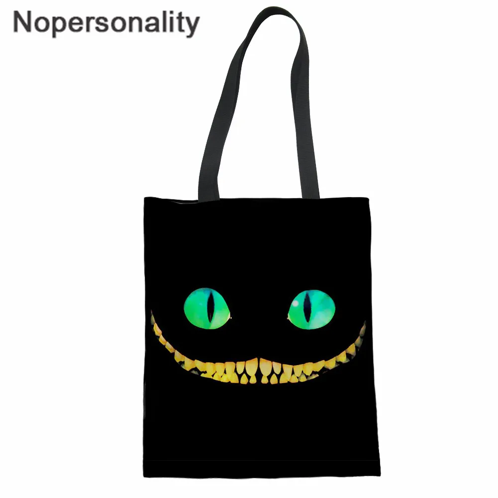 Сумка тоут Nopersonality с изображением Чеширского кота Женская холщовая Повседневная