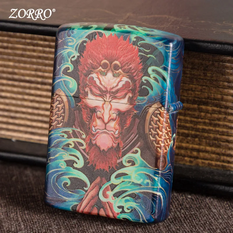 Zorro kerosene lighter creative wind proof pure copper grinding wheel hidden traveler personality retro lighter for boyfriend
