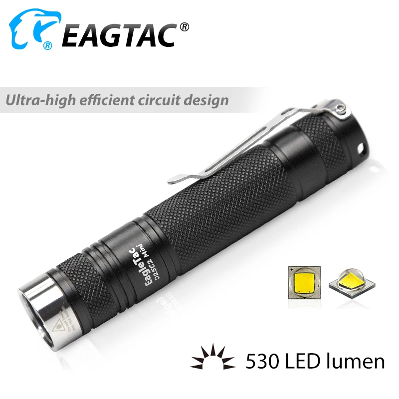 EAGTAC D25C2 Mini LED Flashlight EDC Torch CREE XPG2 530 Lumens CR123A Multi Mode Strobe