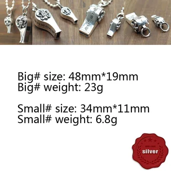 

P16 S925 sterling silver pendant personality retro punk hip-hop style jewelry anchor whistle letter shape gift for lover new hot