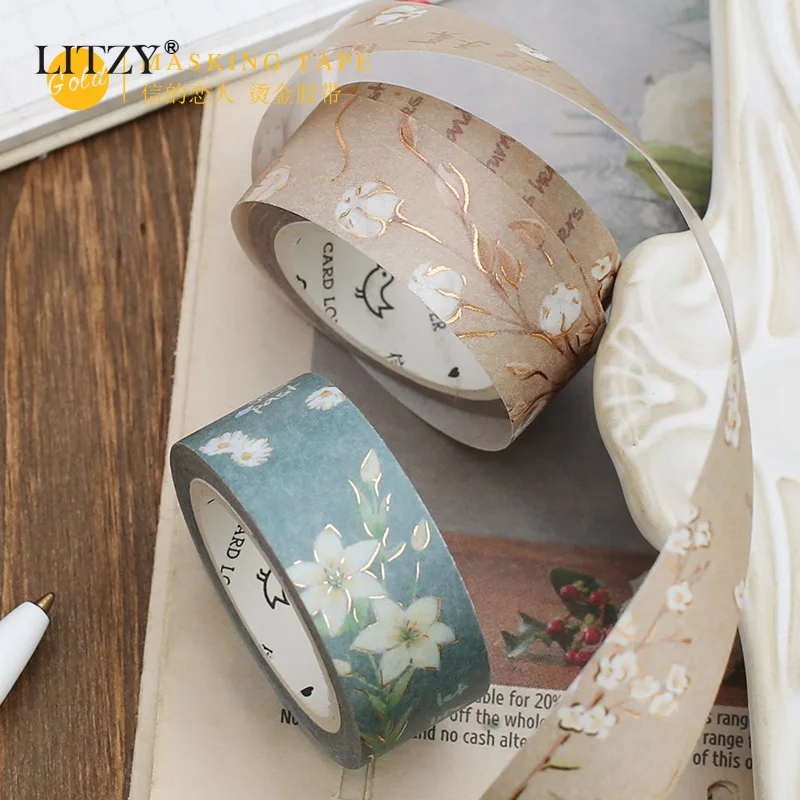 

1 Pcs DIY Japanese Paper Decorative Adhesive Tape Roof garden series Hot stamping Washi Tape Masking Tape Scrapbooking Stickers