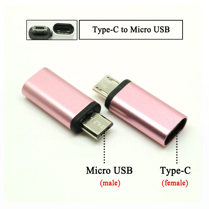 2 шт. type C к Micro USB/Micro к type-C OTG адаптер Поддержка синхронизации данных зарядный конвертер для Macbook Xiaomi huawei для samsung - Цвет: Micro male Pink