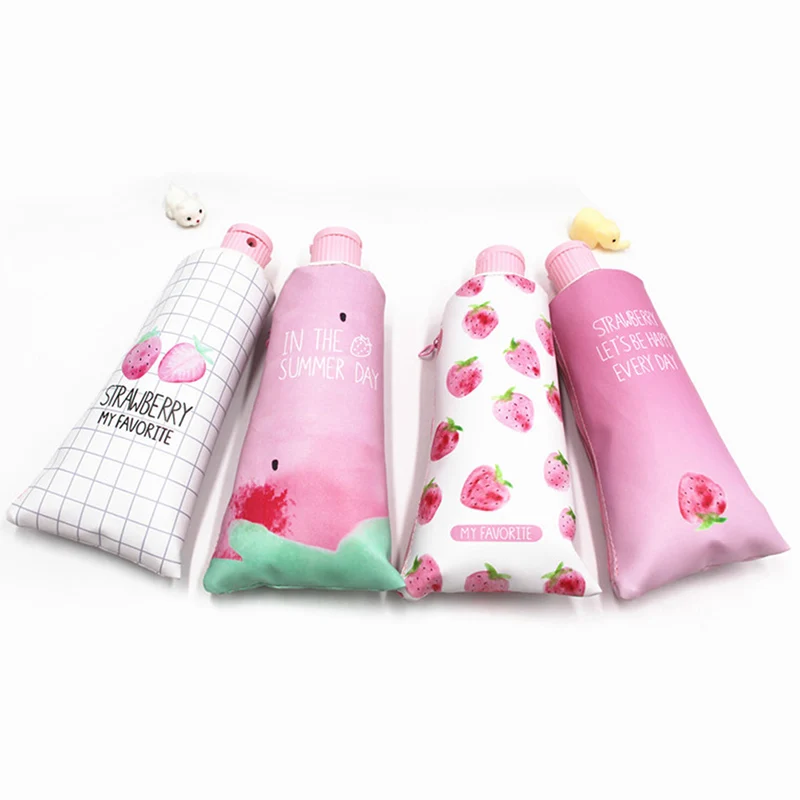 Fruit Strawberry Toothpaste Shape PU Pencil Case Pencil Storage Bag School Office Supplies Stationery For Students Gifts