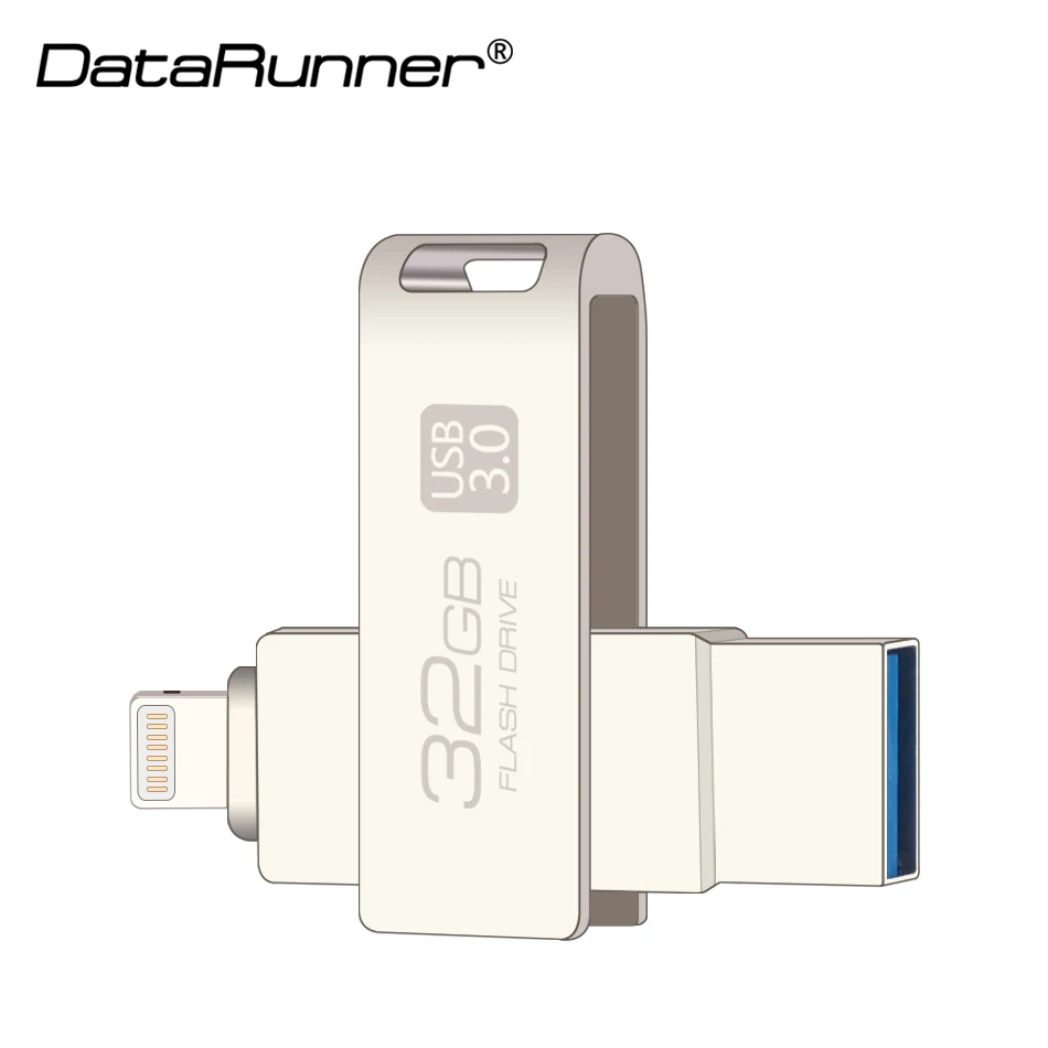 DataRunner OTG USB 3 0 флэш накопитель Вращающаяся ручка диск 8 ГБ 16 32 64 128 2 в 1 Флешка для