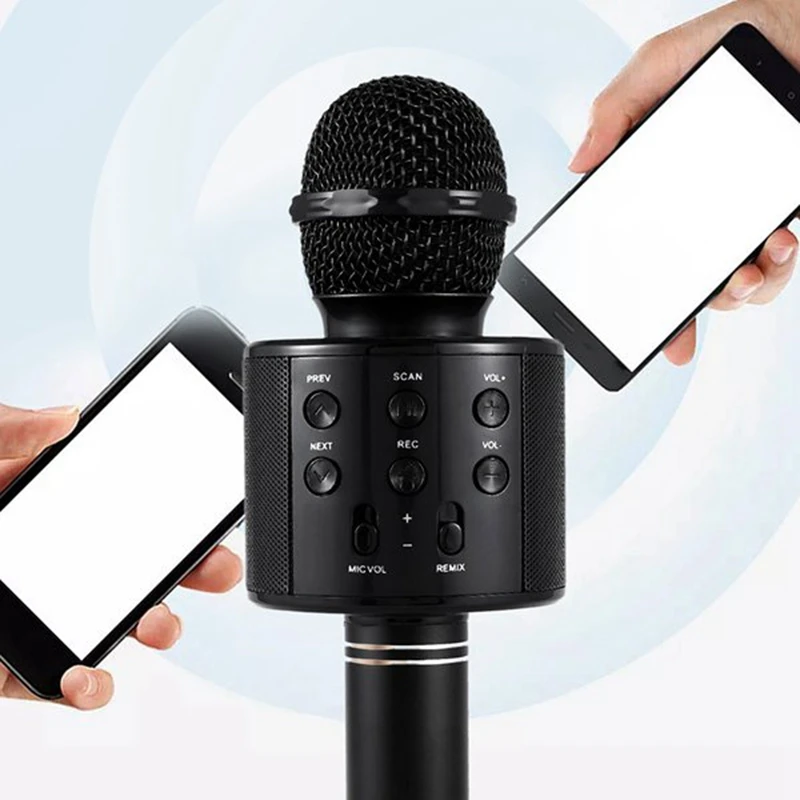 Черный Портативный Ручной беспроводной Bluetooth караоке OK микрофон и динамики и микрофон с Bluetooth модулем динамик Запись музыки KTV микрофон