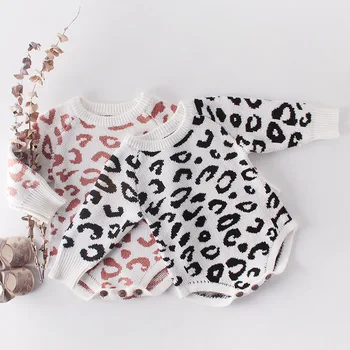 

Autumn Infant Jumpsuit Overalls Knitted Baby Clothes Newborn Baby Romper Leopard Baby Girl Romper Cotton Infant Baby Boy Romper