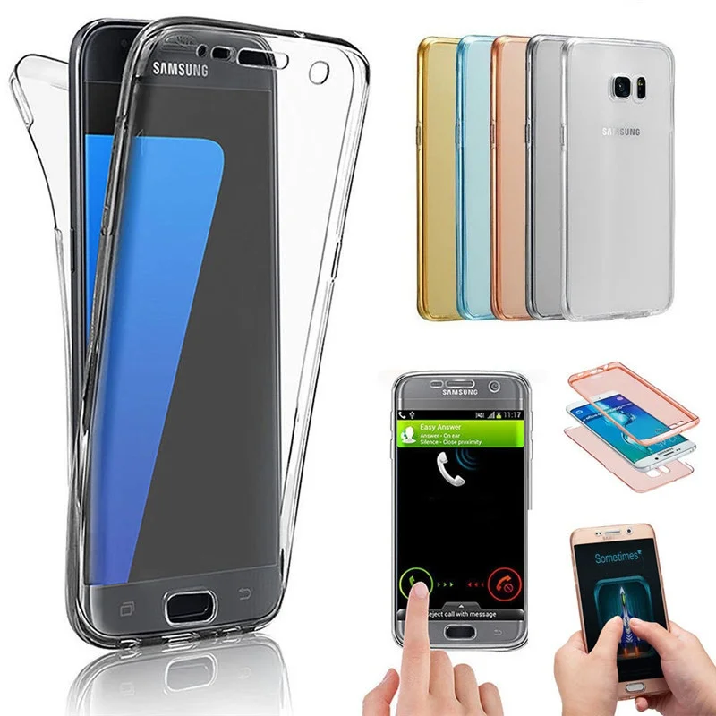 

360 Degree Full Cover Soft Clear Silicone Case for Samsung Galaxy S6 S7 Edge S8 S9 S10 Plus Note 8 9 J5 J7 Prime 2015 2016 2017