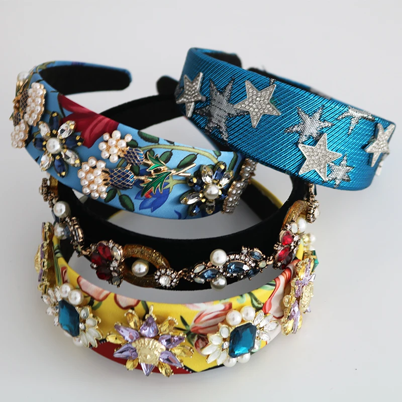 Индивидуальные диадемы для невесты, корона в стиле барокко, стразы, обруч на голову, Кристальные широкие повязки на голову для женщин, вечерние, свадебные украшения для волос