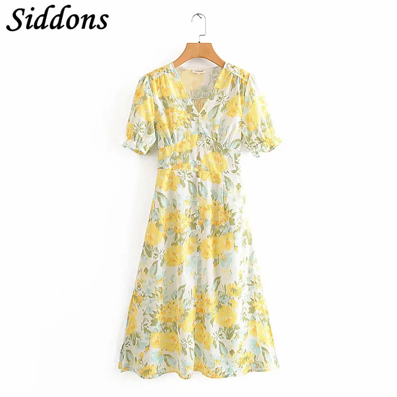 Женское винтажное платье с цветочным принтом Siddons летнее трапециевидной формы
