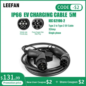 

Type 2 EV Charging Cable for EVSE Electric Car Vehicle Charger Station IEC 62196-2 EU Plug 32A 1 Phase EU Wall Socket Input 5M