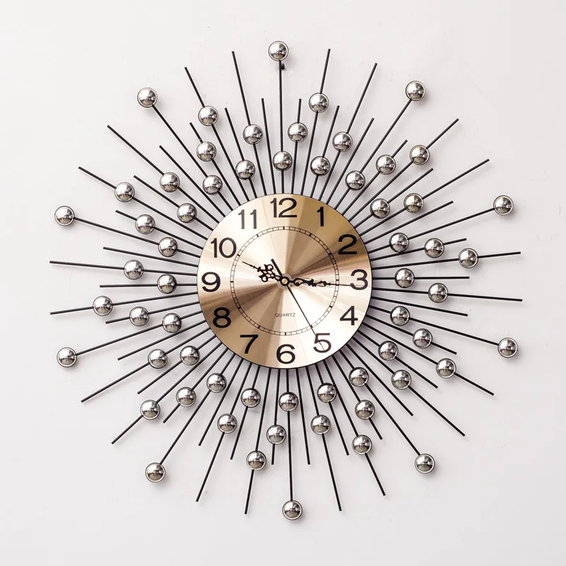 Роскошные большие настенные часы современный дизайн Европейский стиль 3D Декоративные креативные большие металлические часы железные настенные часы искусство домашний декор 27" - Цвет: 60x60cm Black