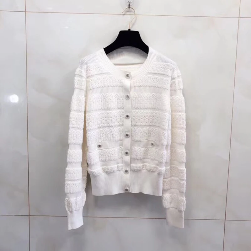 O-neck Sweater Autumn Spring Women's New White Loose Lazy Wind Cardigan Knitting Tops
