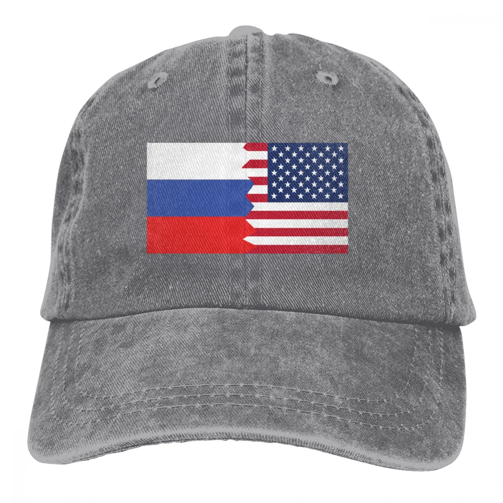 Русский американский флаг Casquette натуральный унисекс Мужские Женские джинсовые бейсболка с ремешком кепки Регулируемый Гольф папа шляпа