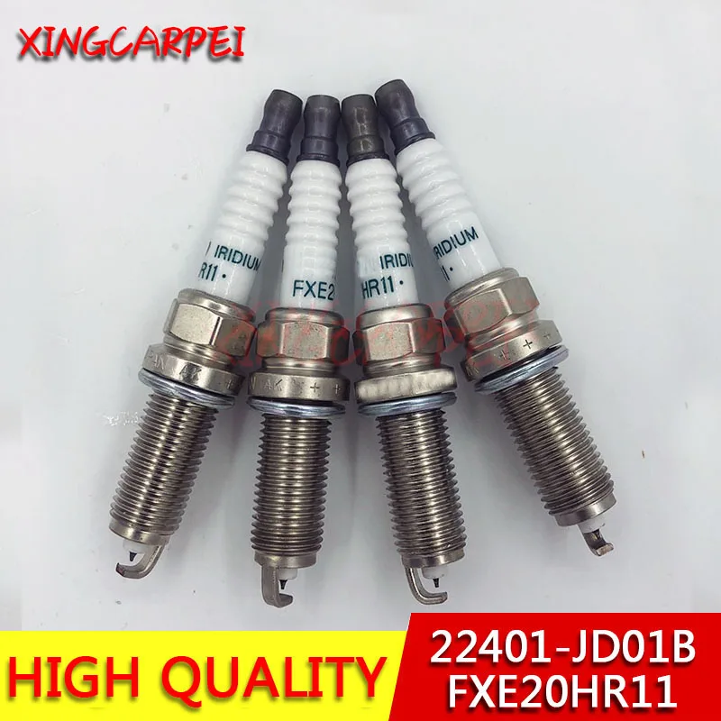 

22401-JD01B FXE20HR11 4pcs/lot Iridium Spark Plug For Nissan Micra Tiida X-Trail Cube 22401 JD01B FXE20HR11