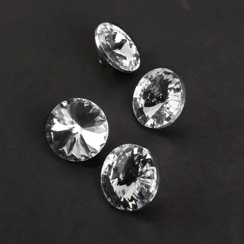 

100pcs 25MM Clear Faceted Glass Crystal Diamante Rhinestone Silver Buttons SDF-SHIP